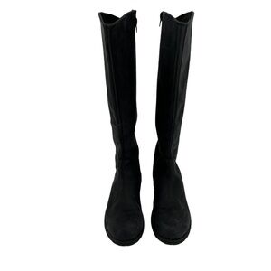 Clarks Black Suede Tall Heeled Side Zipper Riding Boots Size 6 1/2 Women’s